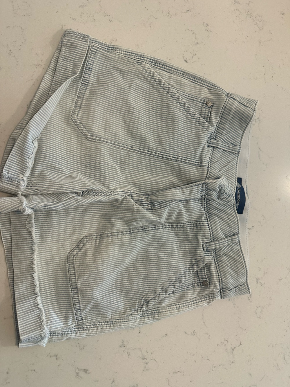 Democracy Light Blue Pinstripe Jean Shorts